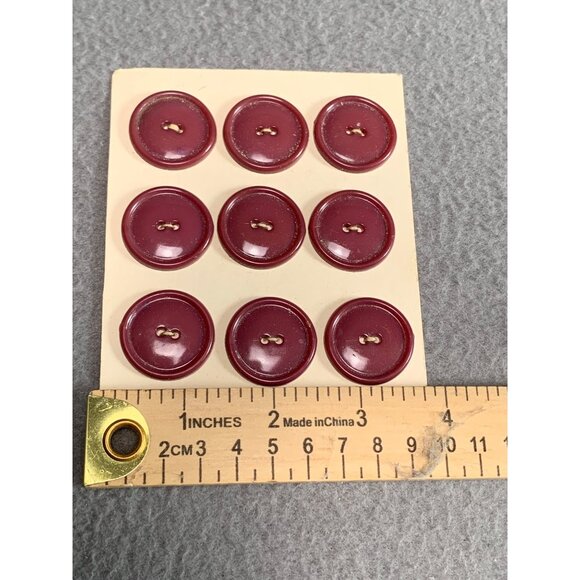 Vintage Red Plastic Buttons on Card - Set Of 9 - Picture 2 of 4
